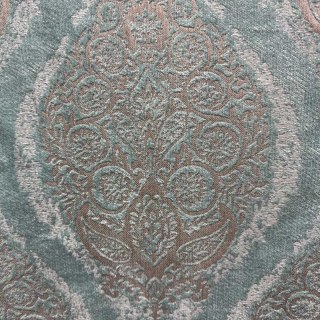 Legacy Luxury Chenille Damask Light Brown & Duck Egg Blue Curtain