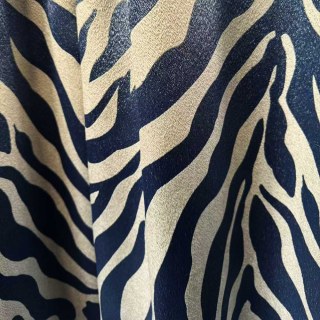 Savannah Jacquard Navy Blue Zebra Print Curtain