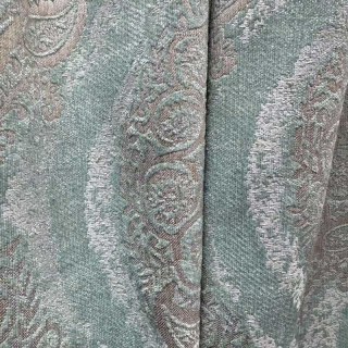 Legacy Luxury Chenille Damask Light Brown & Duck Egg Blue Curtain 2