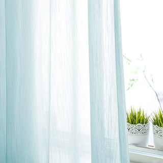 Silk Waterfall Shimmering Light Blue Chiffon Sheer Curtain