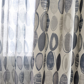 Infinity Blue Grey Modern Geometric Sheer Curtain 3