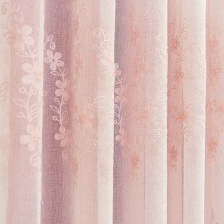 Lined Sheer Curtain Touch Of Grace Pink Embroidered Sheer Curtain with Pink Lining 4