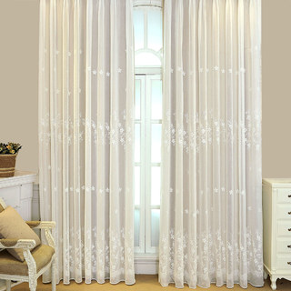 Lined Sheer Curtain Touch Of Grace White Embroidered Sheer Curtain with Cream Lining