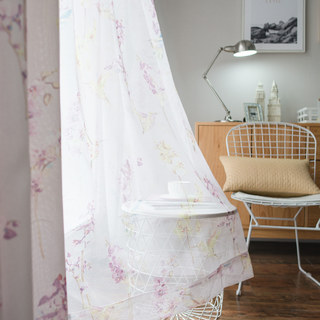 Hummingbird Pink Sheer Curtain