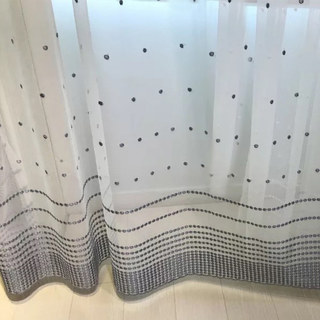 Embroidered Blue Grey Dotted Dot Sheer Curtain 2