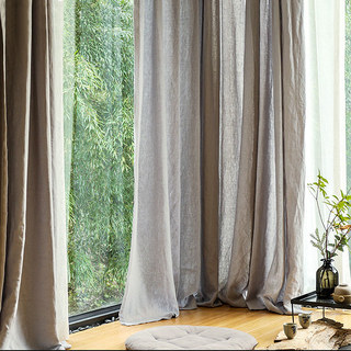 Provencal Pure Flax Linen Light Grey Sheer Curtain 5