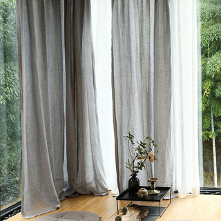 Provencal Pure Flax Linen Light Grey Sheer Curtain 2