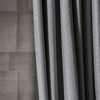 Scandinavian Basketweave Textured Morandi Grey Velvet Blackout Curtains 4