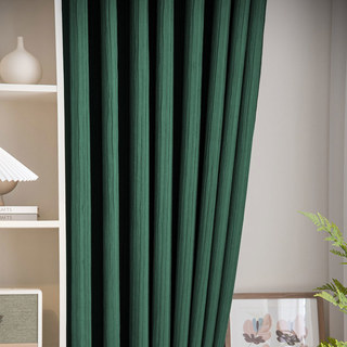 The Crush Dark Green Crushed Striped Blackout Curtain 2