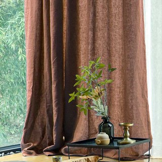 Wabi Sabi Pure Flax Linen Terracotta Heavy Semi Sheer Curtain