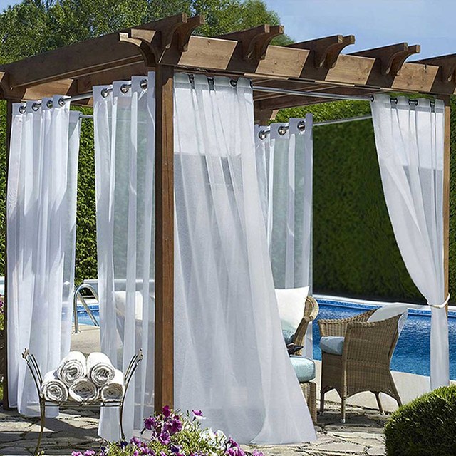 Laguna Outdoor Waterproof White Sheer Curtain 1