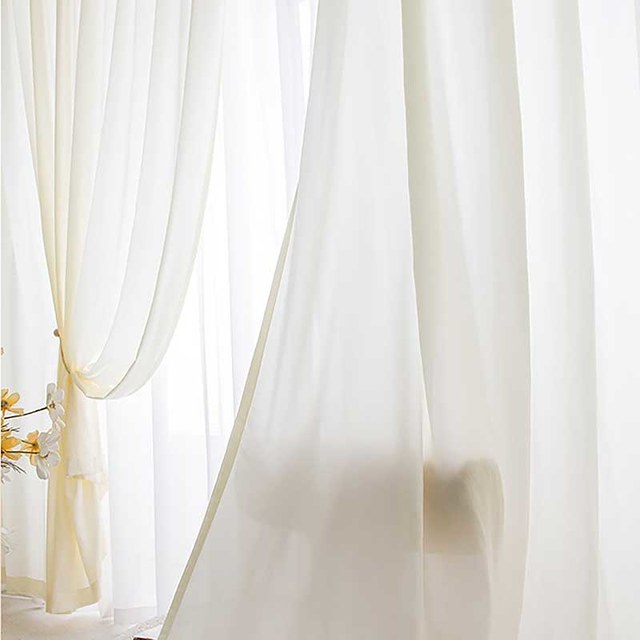 Grace Textured Cream Heavy Voile Curtain 1