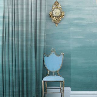 Moon River Aqua Blue Ombre Velvet Curtain