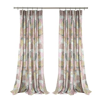 Dash of Colour Pink Green Geometric Velvet Curtain 6