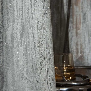 Milky Way Grey Sparkling Textured Mesh Net Curtain 1