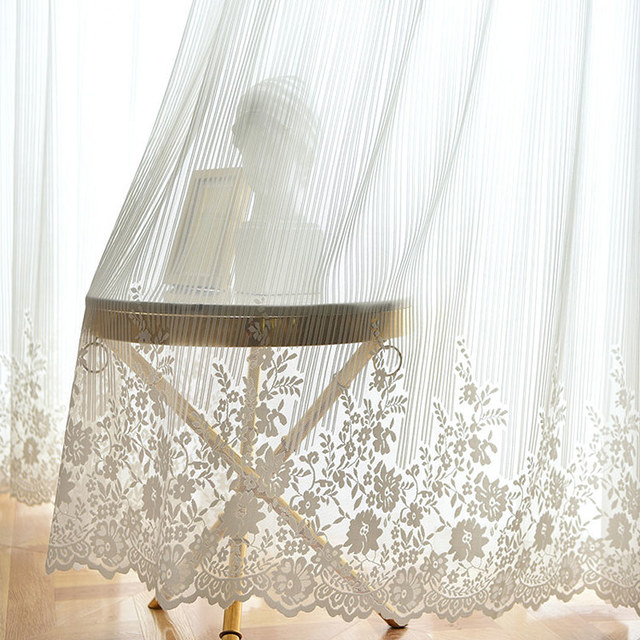 Morning Chamomile Ivory White Lace Sheer Curtain 1