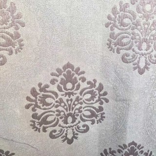 Legacy Luxury Chenille Damask Cream & Lilac Purple Curtain