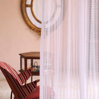 Chevron Stripe Jacquard White Sheer Curtain 2