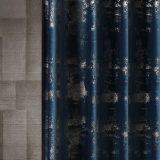 Sparkle Life Gold Glitter Blue Velvet Blackout Curtain 3