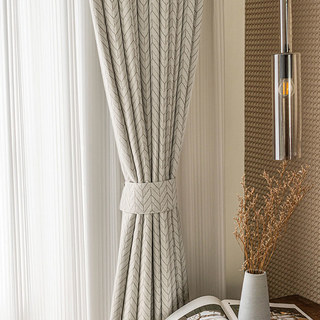 Elegante Art Deco Chevron Champagne Mocha Curtain with Gold Details 3