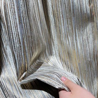 Sunbeam Glistening Subtle Textured Striped Gold & Grey Curtain 3