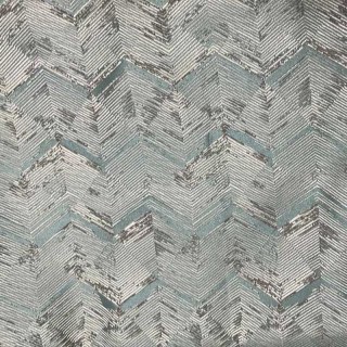 Zigzag Symphony Chevron Duck Egg Blue Faux Silk Modern Geometric Curtains 6