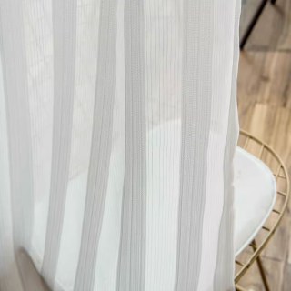 Moonlit Shimmer Silver Bold Striped White Voile Curtain 1