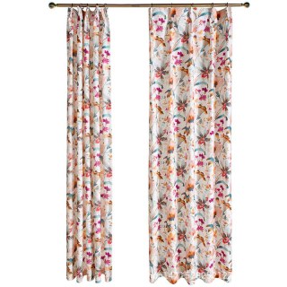 Summer Blooms Multicoulor Pink Red Linen Style Floral Curtain 5