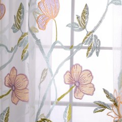 Fragrance Blue Branch Embroidered Voile Curtain