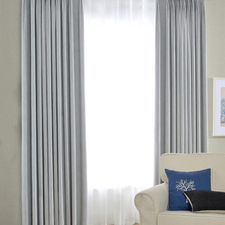 Cozy Subtle Textured Light Grey Blackout Curtain