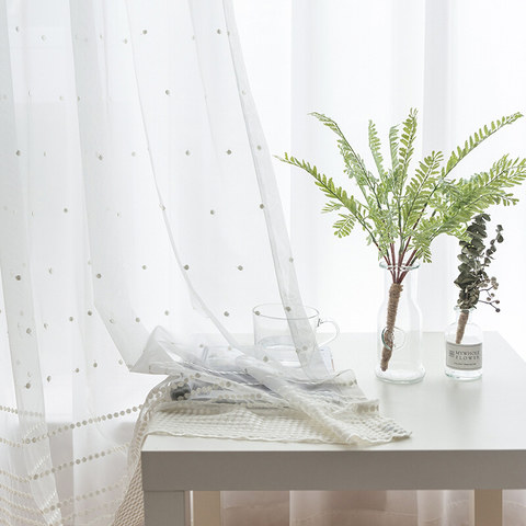 Embroidered White Dotted Dot Voile Curtain 1