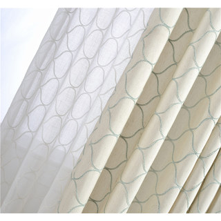 Wave Some Magic Embroidered Morrocan Botanic Trellis Creamy White Sheer Voile Curtain 7