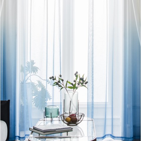 The Perfect Blend Ombre Sapphire Blue Textured Sheer Voile Curtain 1