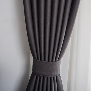 Rippled Waves Superthick Dark Grey 100% Blackout Curtain 8