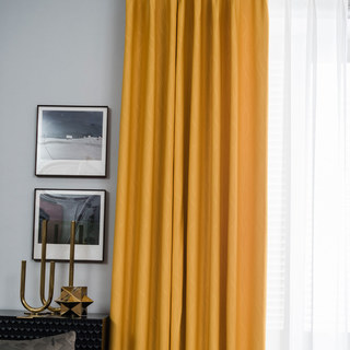 Rippled Waves Superthick Lemon Yellow Blackout Curtain 8