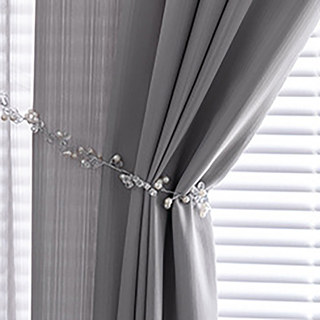 Sundance Textured Striped Grey Light Charcoal Semi Sheer Curtain 4