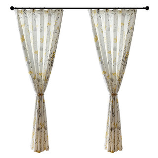 Bringing the Garden Indoors Cream Yellow Floral Jute Style Curtain 9