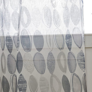 Infinity Blue Grey Modern Geometric Voile Curtain