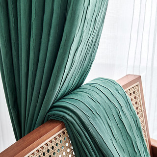 The Crush Dark Green Crushed Striped Blackout Curtain 4