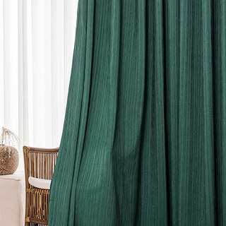 The Crush Dark Green Crushed Striped Blackout Curtain 1