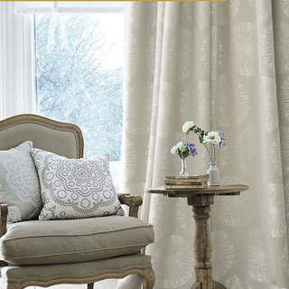 Dandy Dandelion Luxury 3D Jacquard Beige Cream Curtain 2