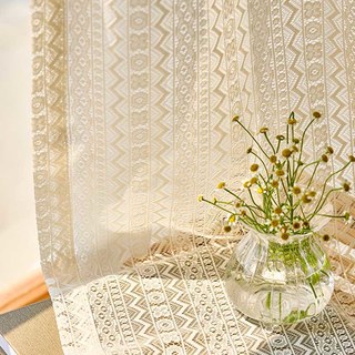 Bohemian Cream Geometric Lace Net Curtain