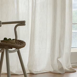 Fleecy Cloud Cream Textured Striped Voile Curtain 4