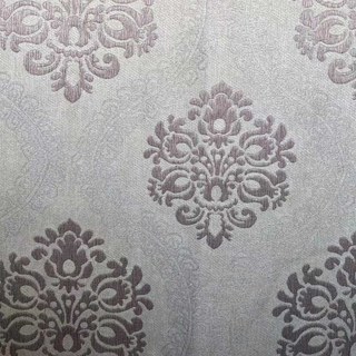 Legacy Luxury Chenille Damask Cream & Lilac Purple Curtain