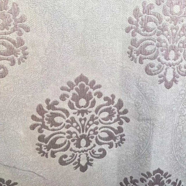 Legacy Luxury Chenille Damask Cream & Lilac Purple Curtain 1