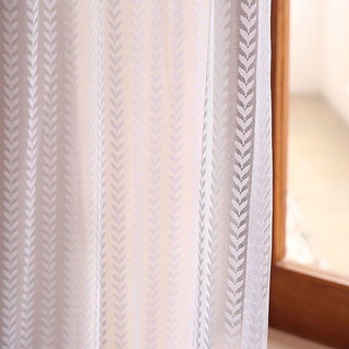 Chevron Stripe Jacquard White Sheer Voile Curtain 5