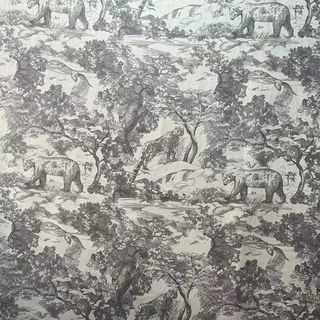 Forest Tale Toile de Jouy Bear Leopard Owl Grey Blackout Animal Print Curtains