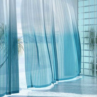 Reef Ripple Ombre Blue Voile Curtain 2