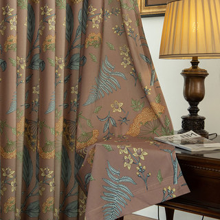 Wildflower Whispers Brown Velvet Floral Curtains 1