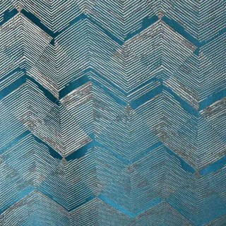 Zigzag Symphony Chevron Teal Blue Faux Silk Modern Geometric Curtains